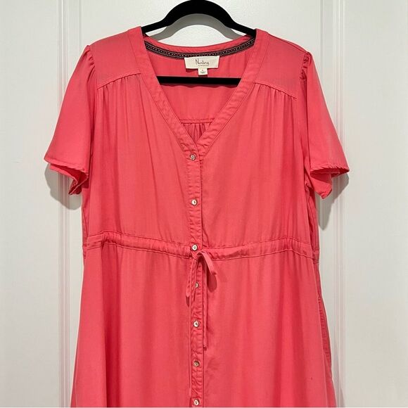 Nurture Women’s Flutter Sleeve Tie Waist Tiered Midi A-Line Dress Size Large - Picture 3 of 14